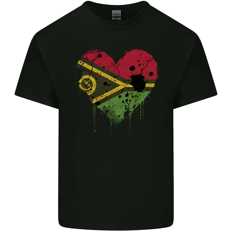 Love Vanuatu Flag Day Football Mens Cotton T-Shirt Tee Top Black