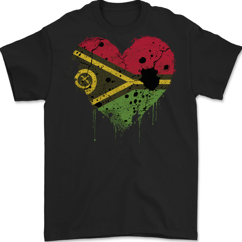 Love Vanuatu Flag Day Football Mens Gildan Cotton T-Shirt Black