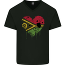 Love Vanuatu Flag Day Football Mens V-Neck Cotton T-Shirt Black