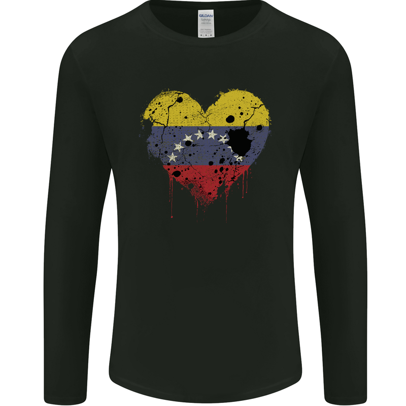 Love Venezuela Flag Venezuelans Day Football Mens Long Sleeve T-Shirt Black