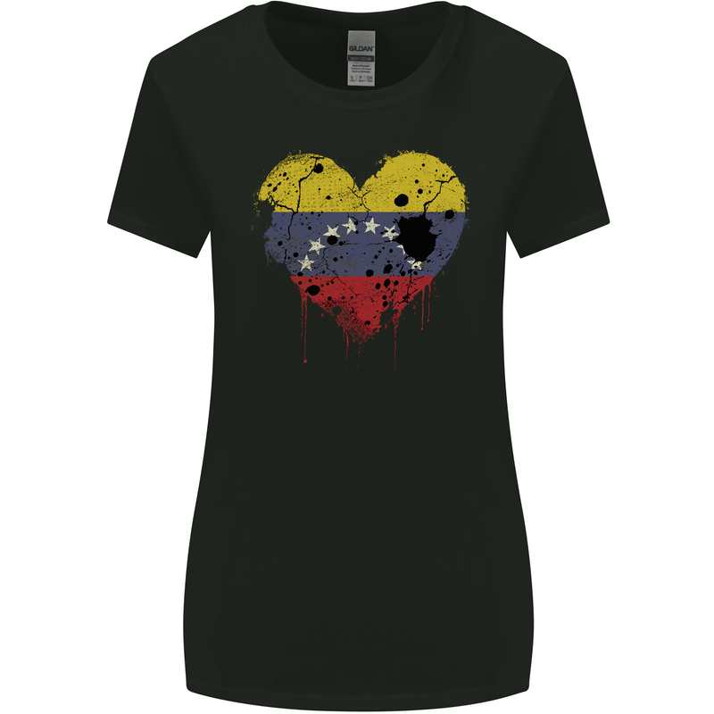 Love Venezuela Flag Venezuelans Day Football Womens Wider Cut T-Shirt Black