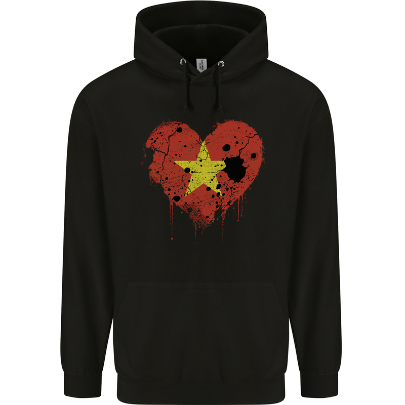 Love Vietnam Flag Vietnamese Day Football Childrens Kids Hoodie Black