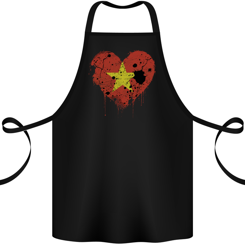 Love Vietnam Flag Vietnamese Day Football Cotton Apron 100% Organic Black