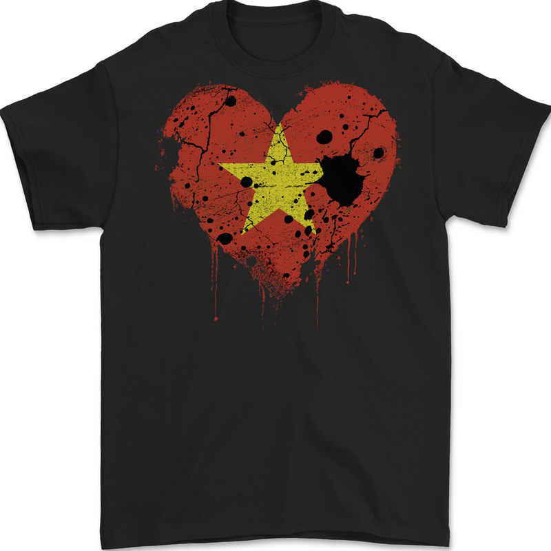 Love Vietnam Flag Vietnamese Day Football Mens Gildan Cotton T-Shirt Black