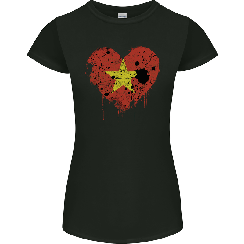 Love Vietnam Flag Vietnamese Day Football Womens Petite Cut T-Shirt Black