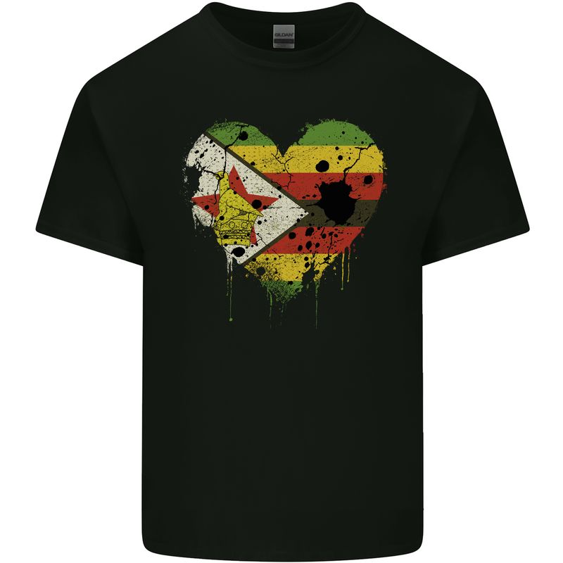 Love Zimbabwe Flag Zimbabwean Day Football Kids T-Shirt Childrens Black