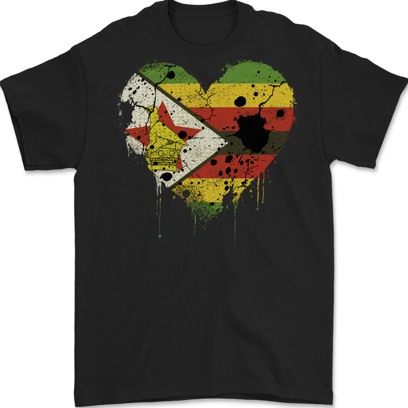 Love Zimbabwe Flag Zimbabwean Day Football Mens Gildan Cotton T-Shirt Black