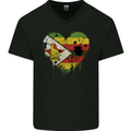 Love Zimbabwe Flag Zimbabwean Day Football Mens V-Neck Cotton T-Shirt Black