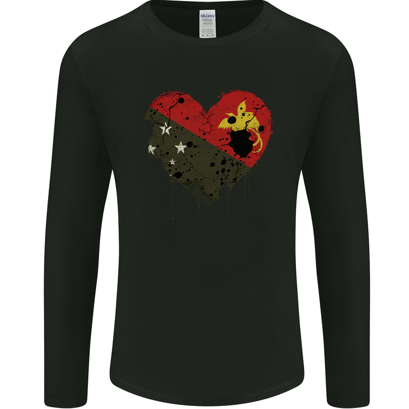 Love  Papua New Guinea Flag Day Football Mens Long Sleeve T-Shirt Black