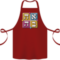 Love in Written in Hebrew Cotton Apron 100% Organic Maroon