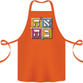 Love in Written in Hebrew Cotton Apron 100% Organic Orange