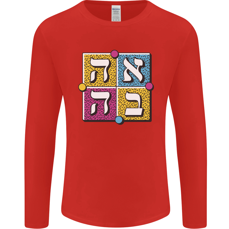 Love in Written in Hebrew Mens Long Sleeve T-Shirt Red
