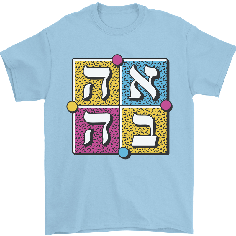 Love in Written in Hebrew Mens T-Shirt 100% Cotton Light Blue