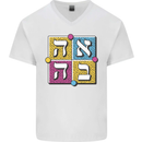 Love in Written in Hebrew Mens V-Neck Cotton T-Shirt White