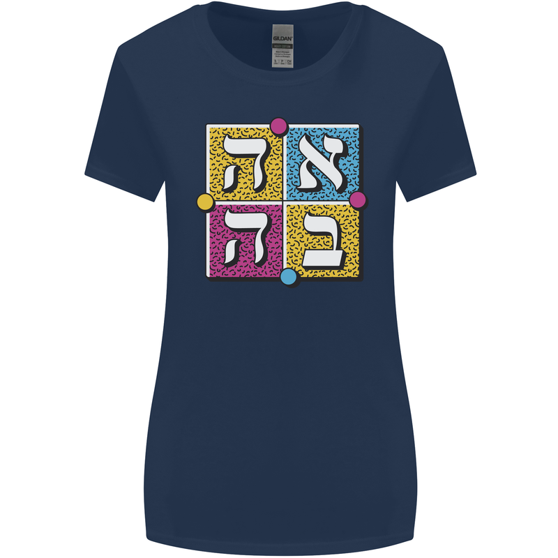 Love in Written in Hebrew Womens Wider Cut T-Shirt Navy Blue