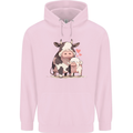 Love is a Cow and Pig Mens 80% Cotton Hoodie Light Pink