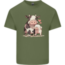 Love is a Cow and Pig Mens Cotton T-Shirt Tee Top Military Green