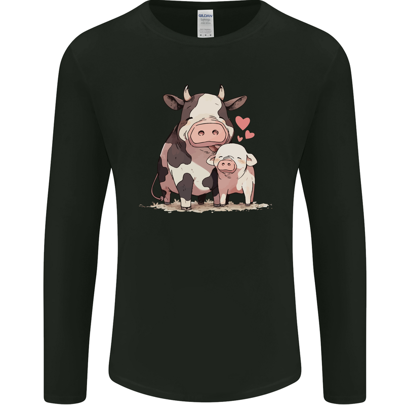 Love is a Cow and Pig Mens Long Sleeve T-Shirt Black