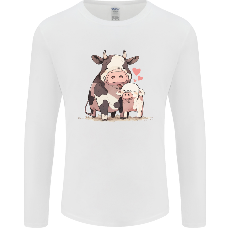 Love is a Cow and Pig Mens Long Sleeve T-Shirt White