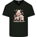 Love is a Cow and Pig Mens V-Neck Cotton T-Shirt Black