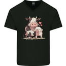 Love is a Cow and Pig Mens V-Neck Cotton T-Shirt Black
