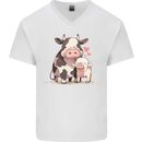 Love is a Cow and Pig Mens V-Neck Cotton T-Shirt White