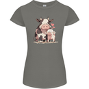 Love is a Cow and Pig Womens Petite Cut T-Shirt Charcoal
