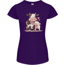 Love is a Cow and Pig Womens Petite Cut T-Shirt Purple