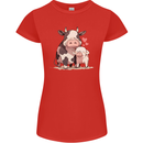Love is a Cow and Pig Womens Petite Cut T-Shirt Red