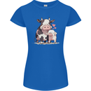 Love is a Cow and Pig Womens Petite Cut T-Shirt Royal Blue