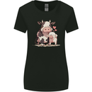Love is a Cow and Pig Womens Wider Cut T-Shirt Black