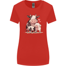 Love is a Cow and Pig Womens Wider Cut T-Shirt Red