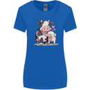 Love is a Cow and Pig Womens Wider Cut T-Shirt Royal Blue
