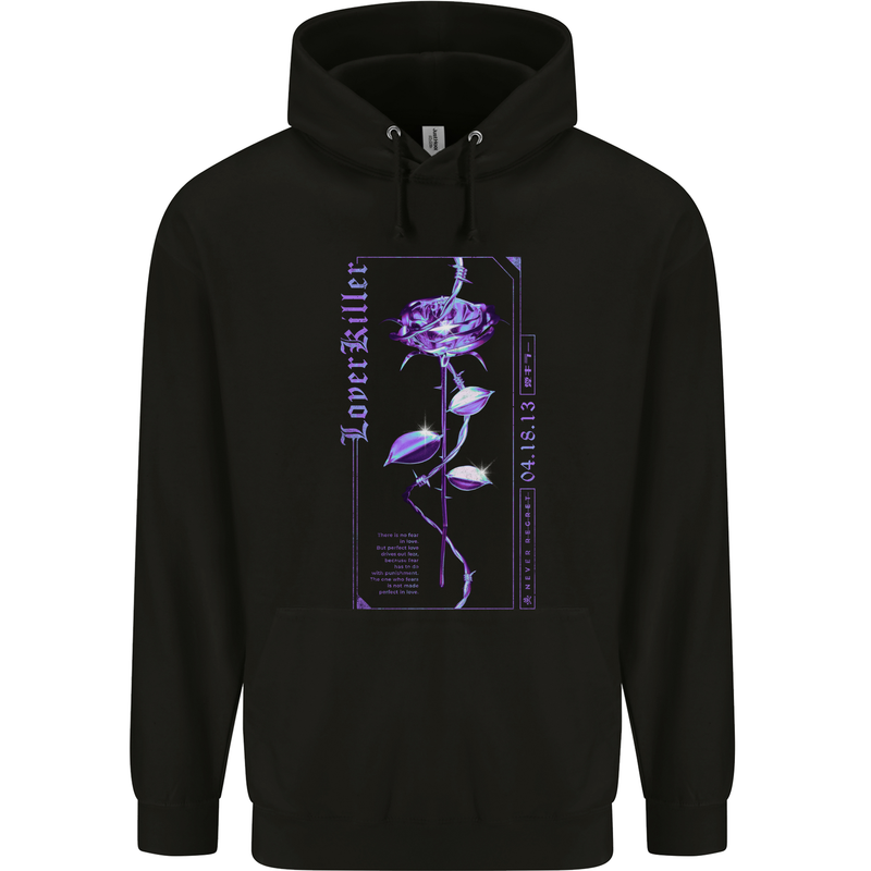 Lover Killer Rose Gothic Goth Childrens Kids Hoodie Black