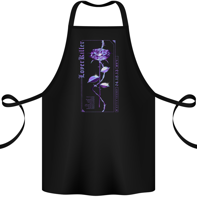 Lover Killer Rose Gothic Goth Cotton Apron 100% Organic Black