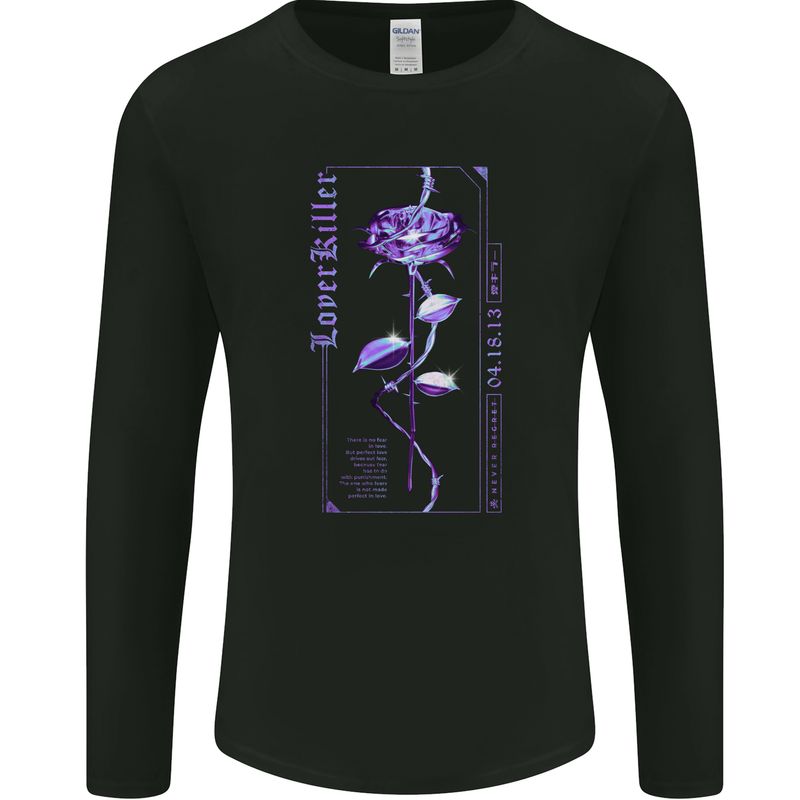 Lover Killer Rose Gothic Goth Mens Long Sleeve T-Shirt Black