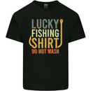 Lucky Fishing Shirt Do Not Wash Funny 2 Kids T-Shirt Childrens Black