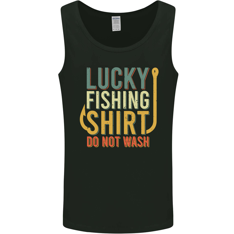 Lucky Fishing Shirt Do Not Wash Funny 2 Mens Vest Tank Top Black