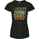 Lucky Fishing Shirt Do Not Wash Funny 2 Womens Petite Cut T-Shirt Black