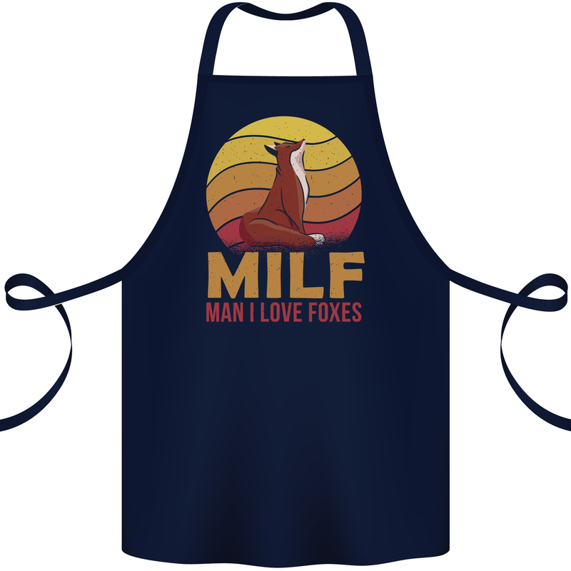 MILF Man I Love Foxes Fox Cotton Apron 100% Organic Navy Blue