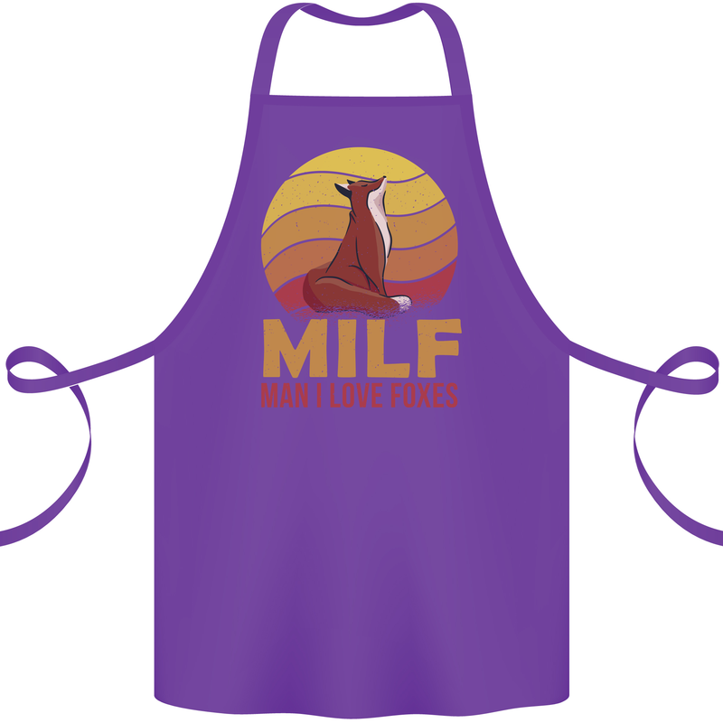 MILF Man I Love Foxes Fox Cotton Apron 100% Organic Purple