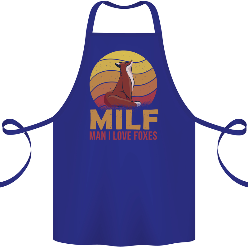 MILF Man I Love Foxes Fox Cotton Apron 100% Organic Royal Blue