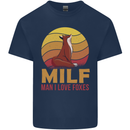 MILF Man I Love Foxes Fox Mens Cotton T-Shirt Tee Top Navy Blue