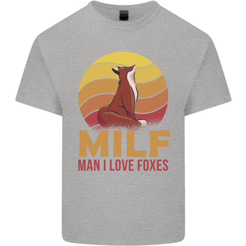 MILF Man I Love Foxes Fox Mens Cotton T-Shirt Tee Top Sports Grey