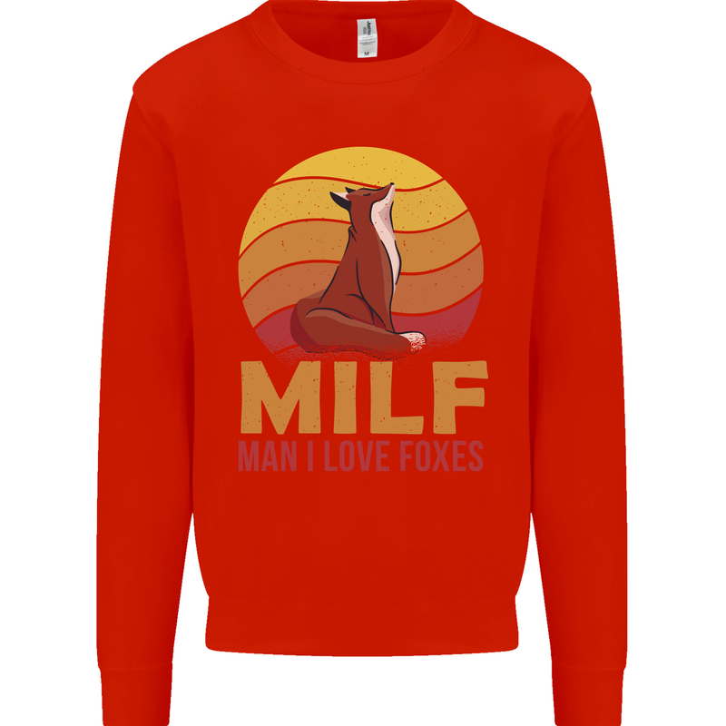 MILF Man I Love Foxes Fox Mens Sweatshirt Jumper Bright Red