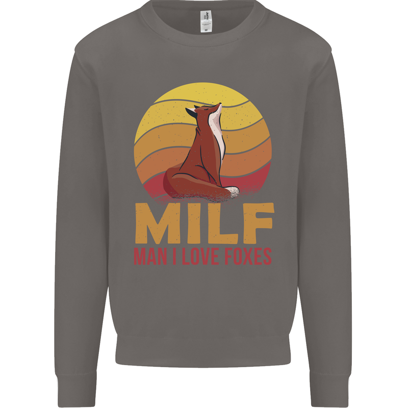 MILF Man I Love Foxes Fox Mens Sweatshirt Jumper Charcoal