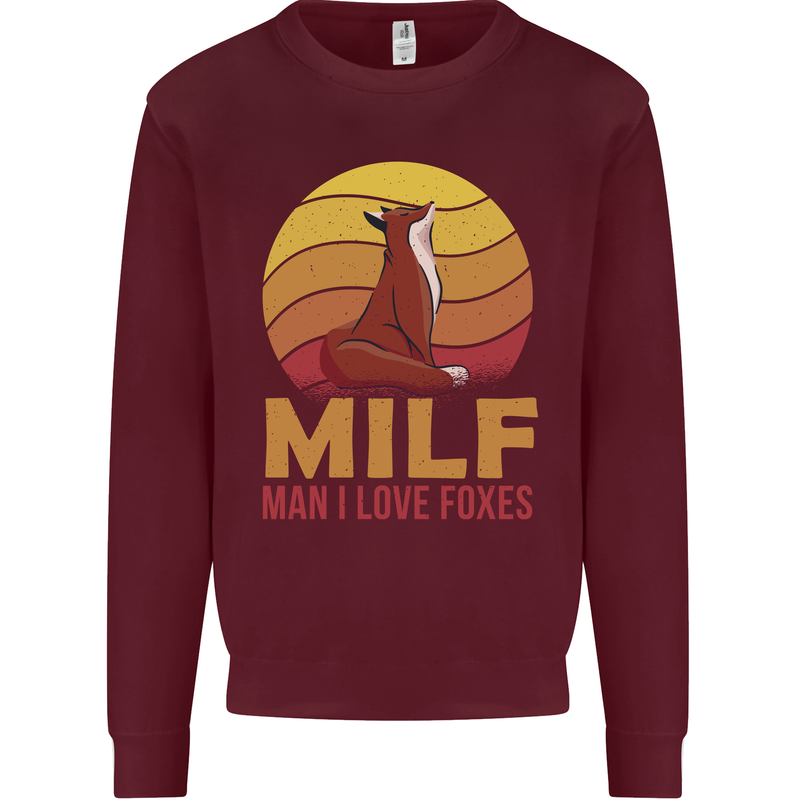 MILF Man I Love Foxes Fox Mens Sweatshirt Jumper Maroon