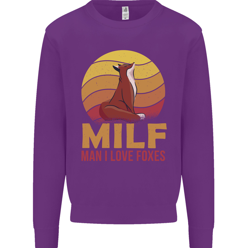MILF Man I Love Foxes Fox Mens Sweatshirt Jumper Purple