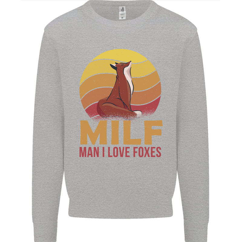 MILF Man I Love Foxes Fox Mens Sweatshirt Jumper Sports Grey