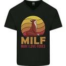 MILF Man I Love Foxes Fox Mens V-Neck Cotton T-Shirt Black